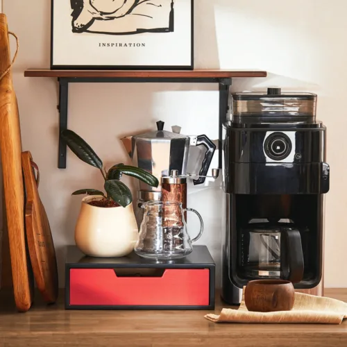 Kaffekapselholder, L30xB31xH9cm, rød og sort fra SOBUY