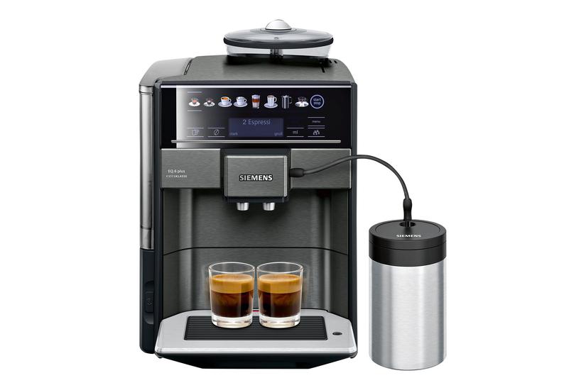 Siemens Eq   Plus Extraklasse Te657f09de Automatisk Kaffemaskine Med Mælkeskummer 19 Bar Mørk Inox